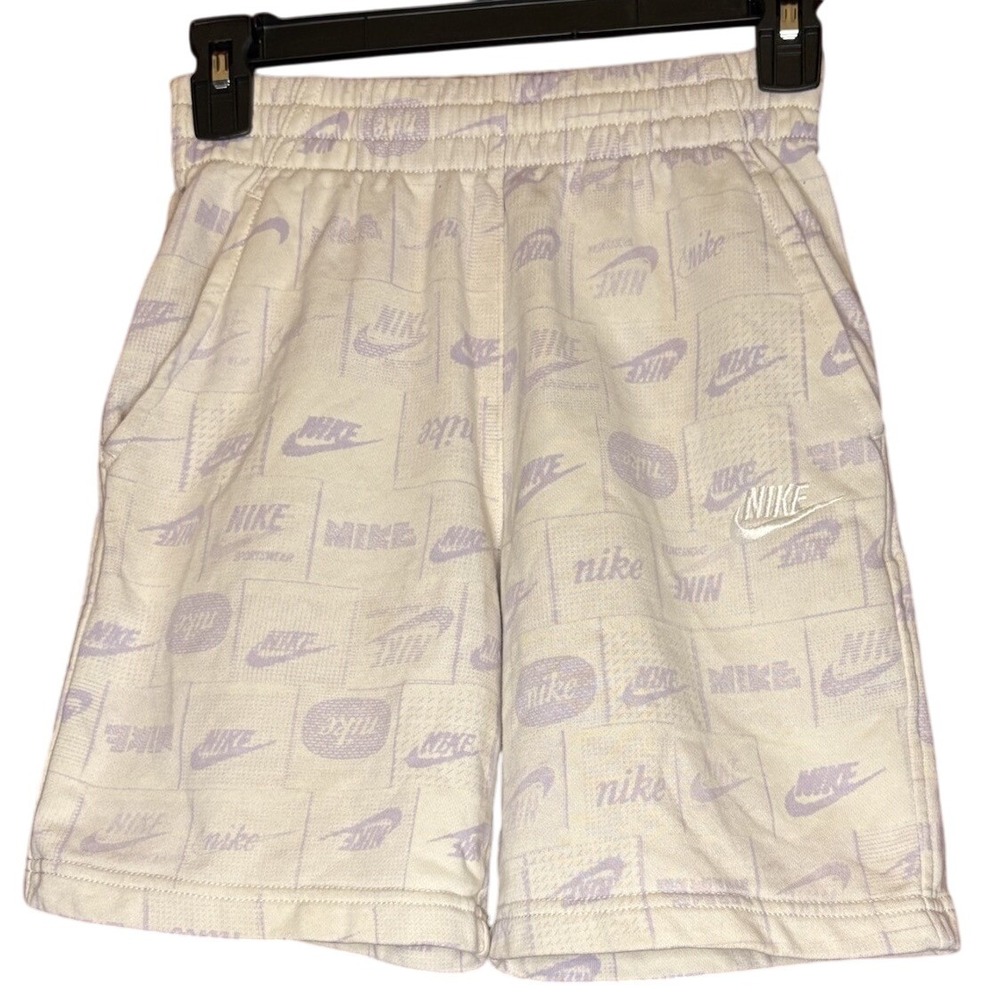 Nike Girls Sz YM Cotton Shorts With Pockets Purple and White GUC, CB3